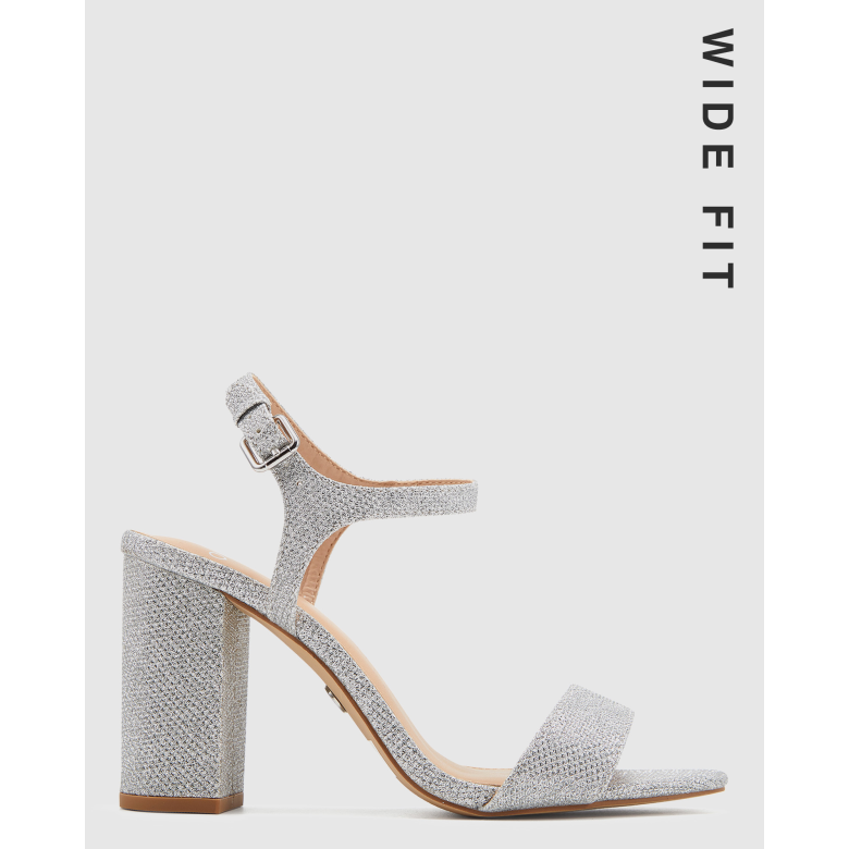 Silver wide fit sale block heels