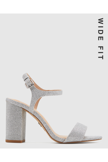 Wide fit clearance silver block heels